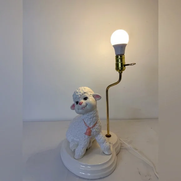Vintage 1975 Byron Molds Large Ceramic Lamb Lamp 22”